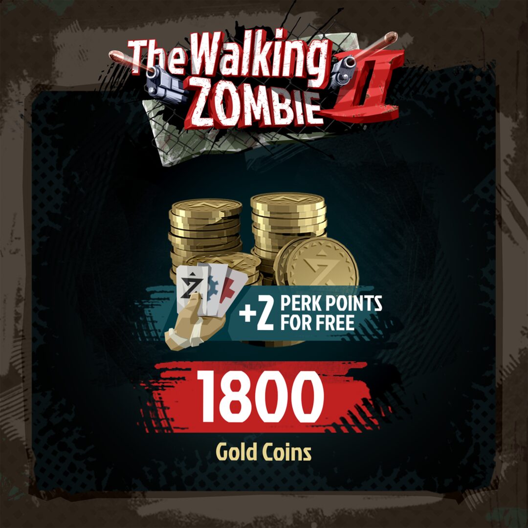 The Walking Zombie 2 – Pacote normal de moedas de ouro com bônus (1800 + 2 pontos de vantagem)
